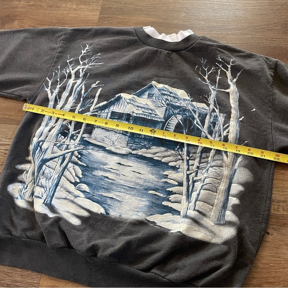 Vintage 90’s Basic Editions Christmas winter woods scene sweatshirt L - Picture 3 of 6